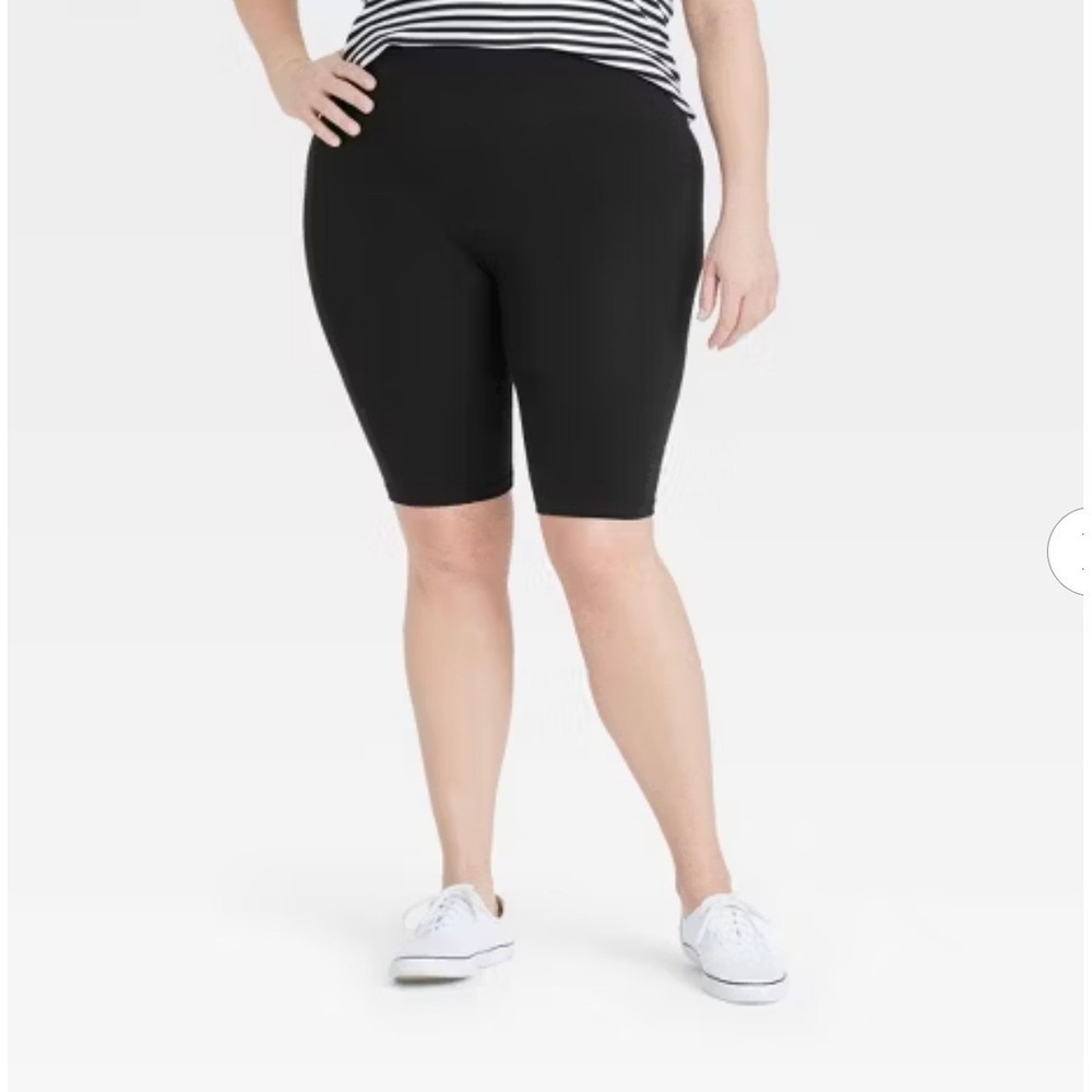 A New Day Womens Seamless Bike Shorts Black High Waisted Cotton Blend 1X NWT